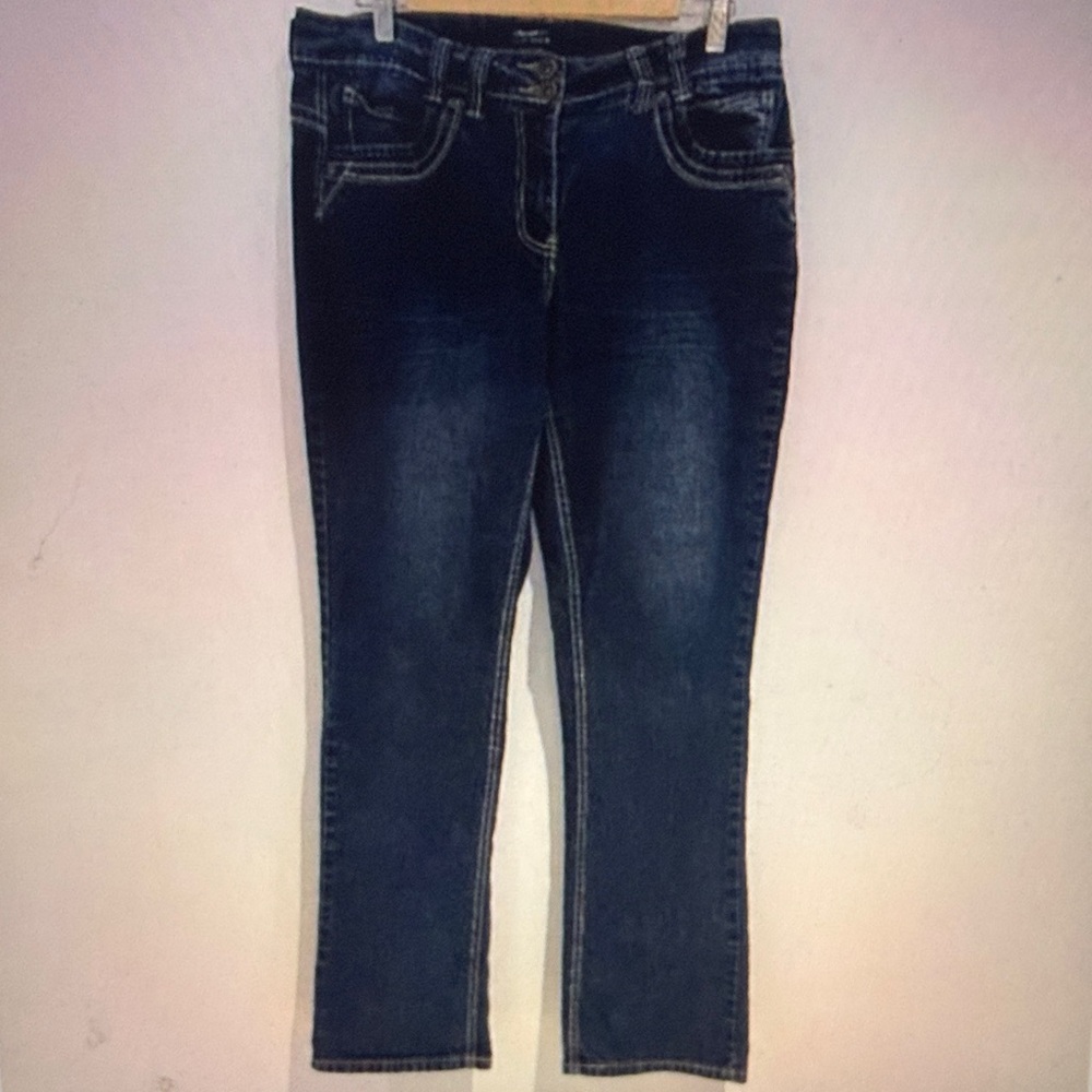 Penningtons Woman Straight Fit Stretch Blue Denim Jeans Size 14